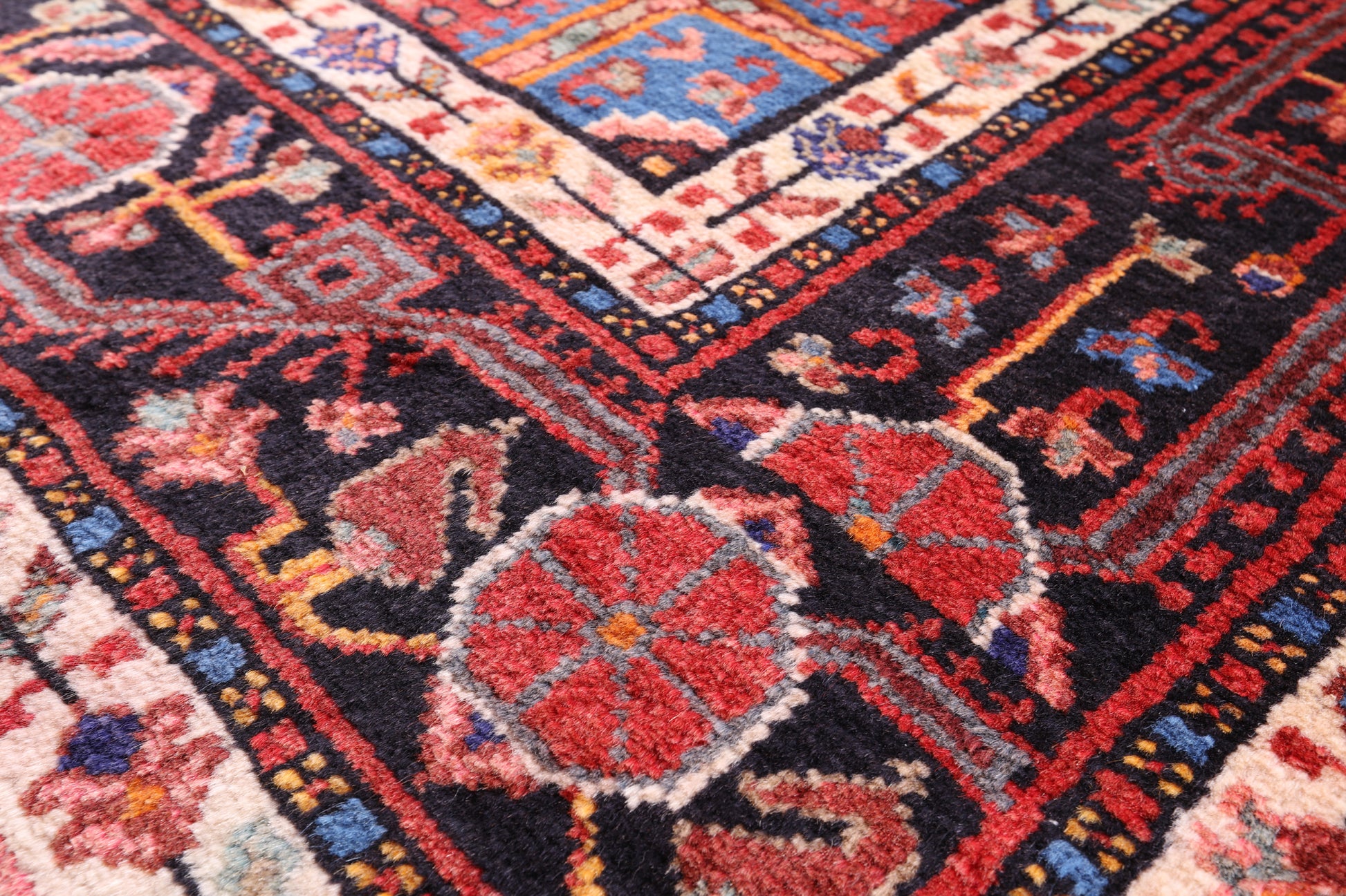 Black New Authentic Persian Nahavand Hand Knotted Rug - 5' 0" X 8' 3" - Golden Nile