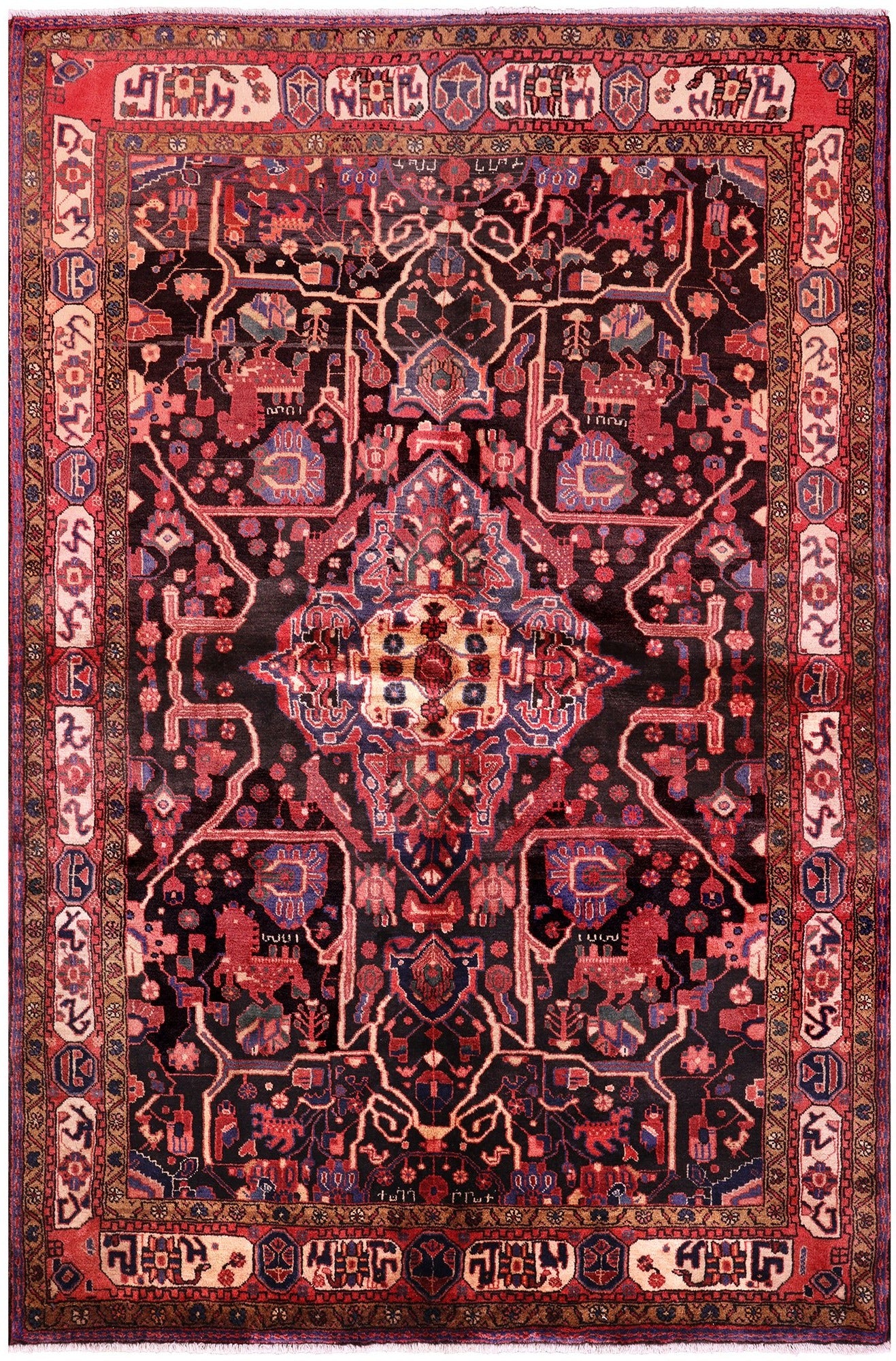 Black New Authentic Persian Nahavand Rug - 5' 5" X 8' 3" - Golden Nile