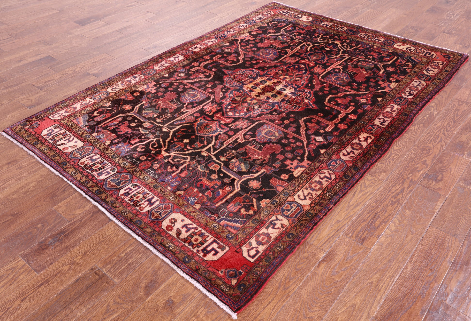 Black New Authentic Persian Nahavand Rug - 5' 5" X 8' 3" - Golden Nile