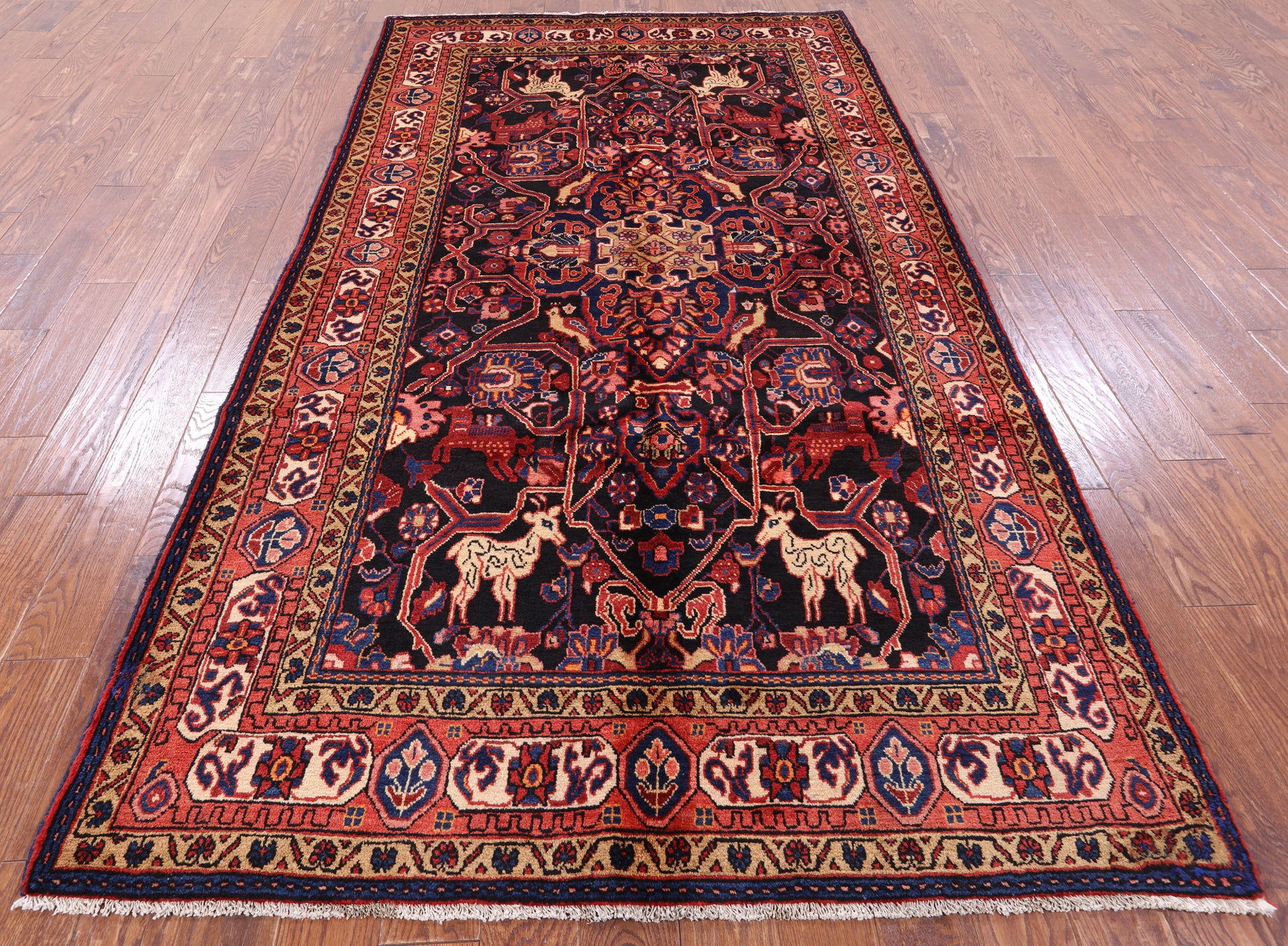 Black New Authentic Persian Nahavand Full Pile Rug - 5' 7" X 10' 2" - Golden Nile