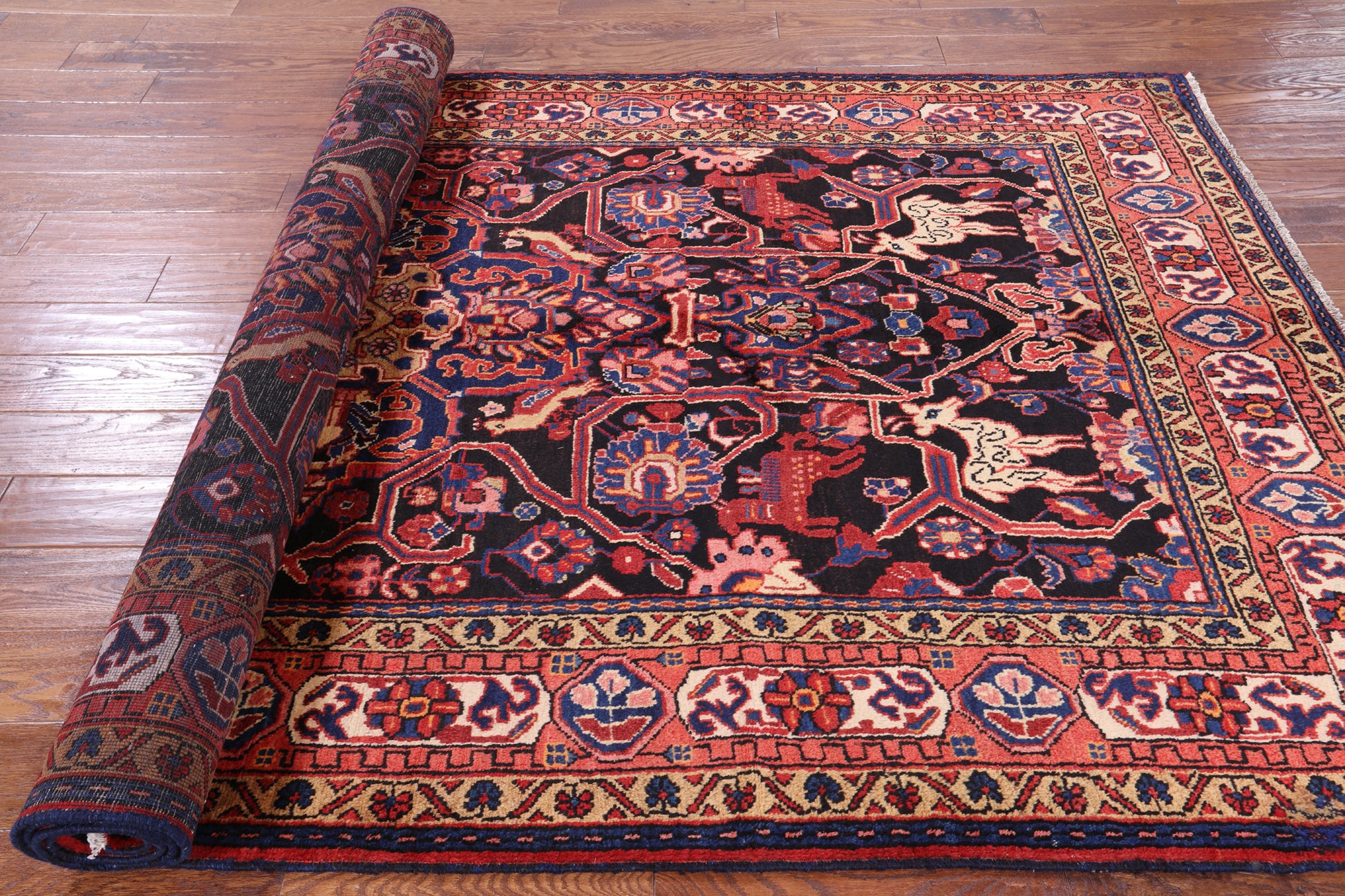 Black New Authentic Persian Nahavand Full Pile Rug - 5' 7" X 10' 2" - Golden Nile
