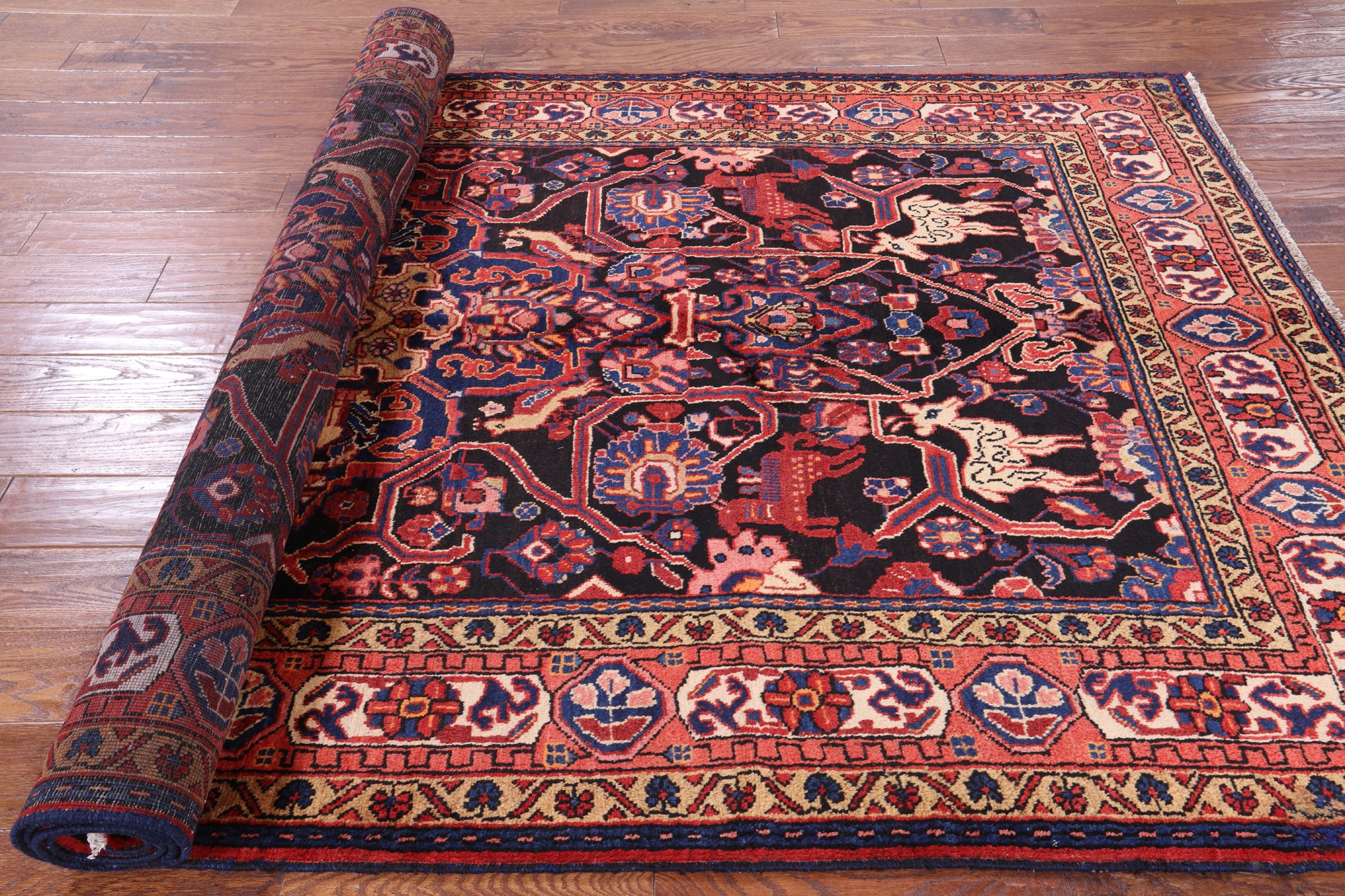Black New Authentic Persian Nahavand Full Pile Rug - 5' 7" X 10' 2" - Golden Nile