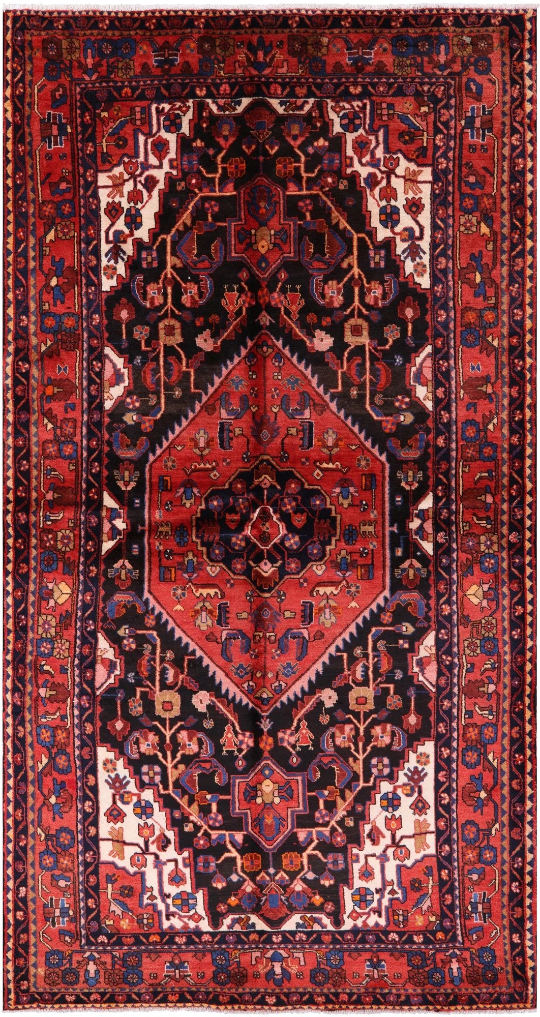Black Authentic Persian Nahavand Area Rug - 5' 9" X 10' 10" - Golden Nile