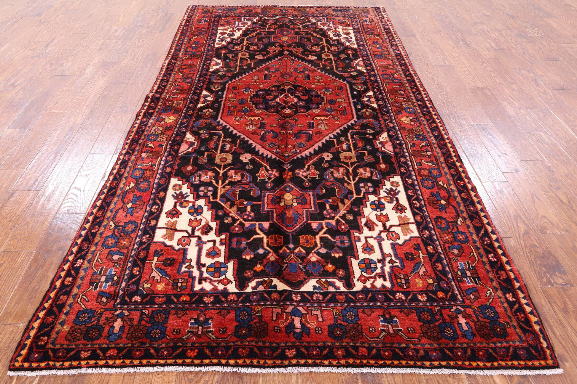 Black Authentic Persian Nahavand Area Rug - 5' 9" X 10' 10" - Golden Nile