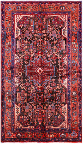 Black New Persian Nahavand Wool Rug - 5' 6" X 9' 8" - Golden Nile