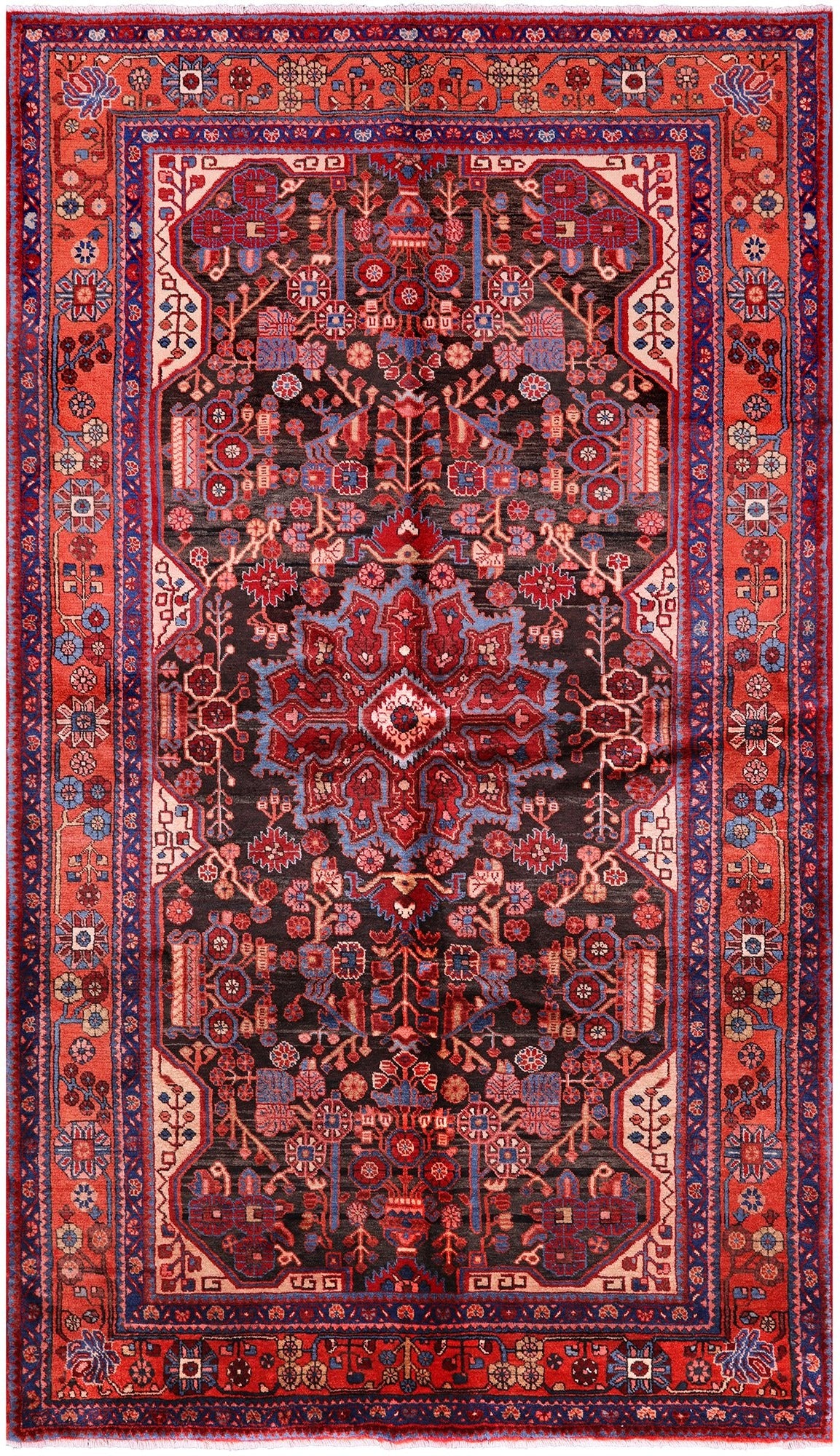 Black New Persian Nahavand Wool Rug - 5' 6" X 9' 8" - Golden Nile