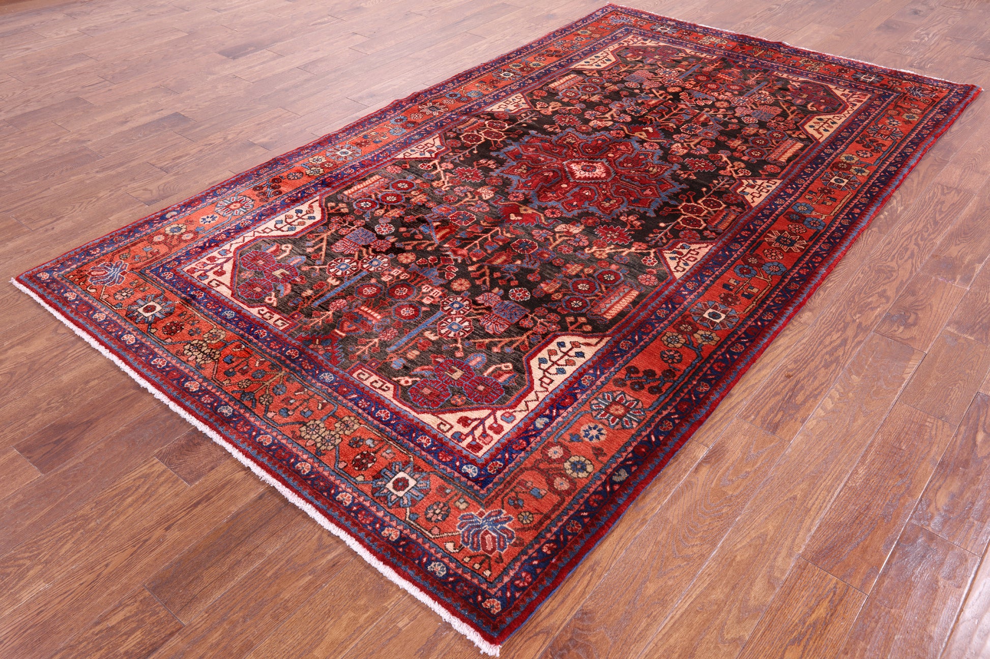 Black New Persian Nahavand Wool Rug - 5' 6" X 9' 8" - Golden Nile