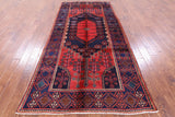 Red New Persian Hamadan Handmade Wool Rug - 4' 10" X 11' 1" - Golden Nile