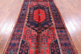 Red New Persian Hamadan Handmade Wool Rug - 4' 10" X 11' 1" - Golden Nile