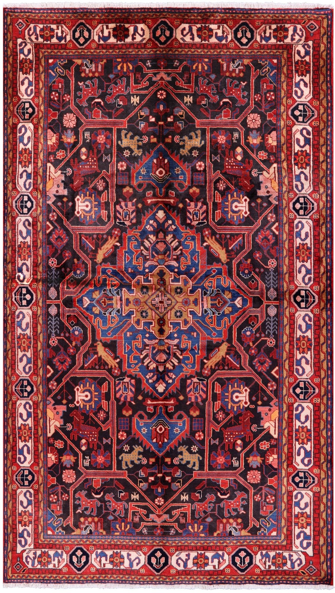 Black Persian Nahavand Handmade Wool Rug - 5' 6" X 9' 7" - Golden Nile