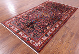Black Persian Nahavand Handmade Wool Rug - 5' 6" X 9' 7" - Golden Nile