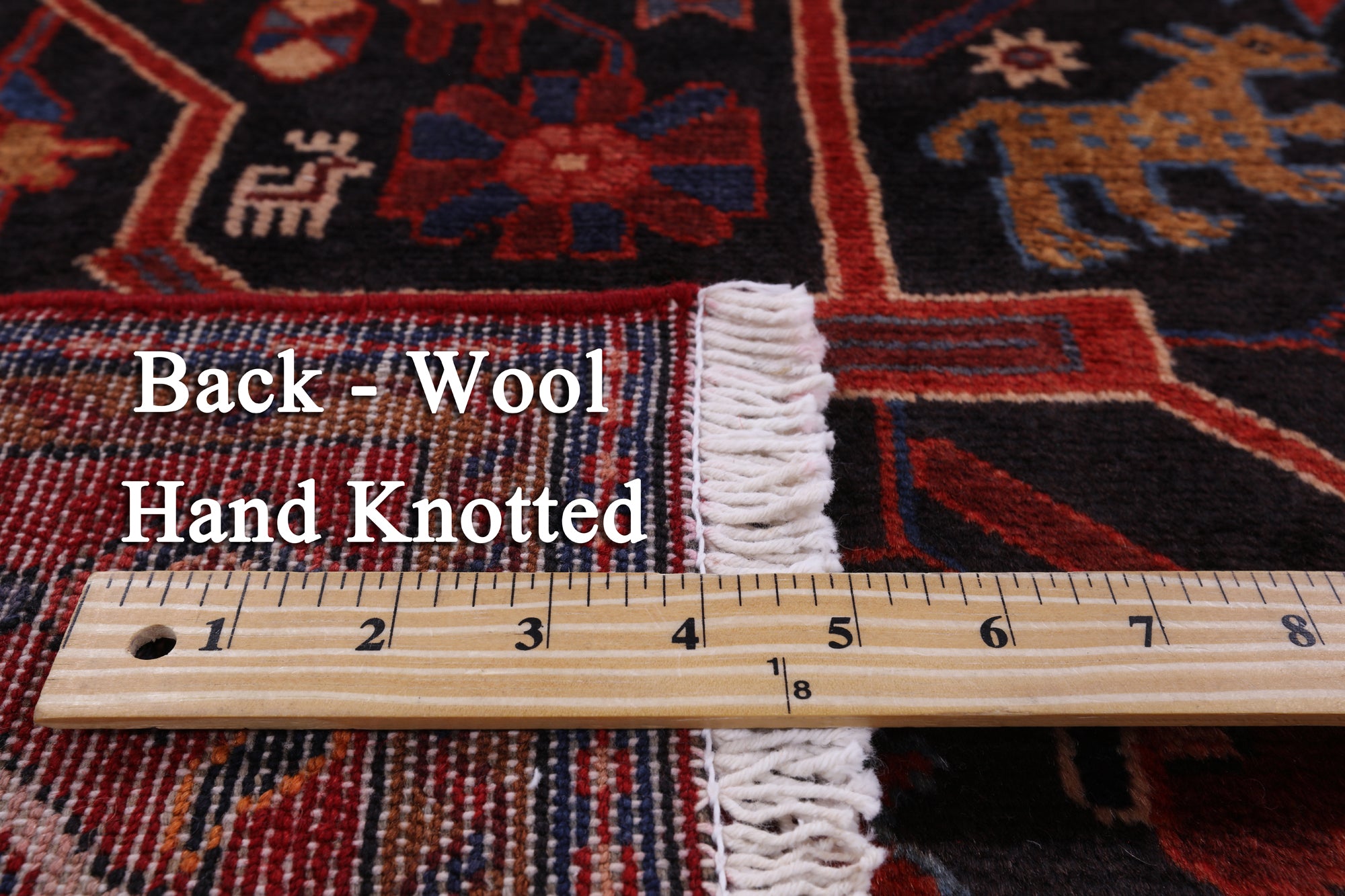 Black Persian Nahavand Handmade Wool Rug - 5' 6" X 9' 7" - Golden Nile