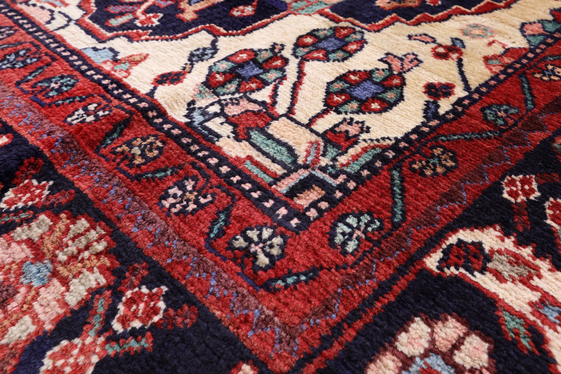 Blue New Authentic Persian Nahavand Hando Knotted Rug - 5' 5" X 10' 4" - Golden Nile