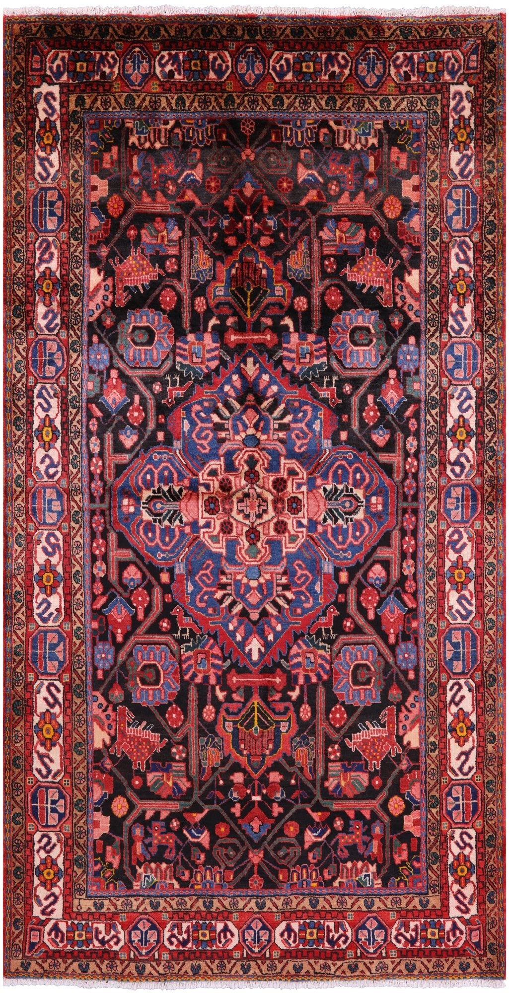 Black New Authentic Persian Nahavand Rug - 5' 2" X 9' 11" - Golden Nile