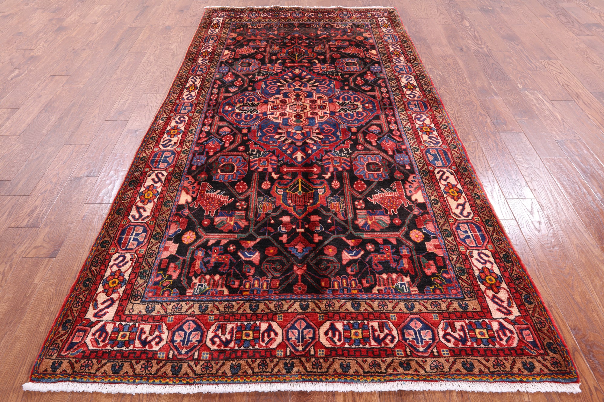 Black New Authentic Persian Nahavand Rug - 5' 2" X 9' 11" - Golden Nile