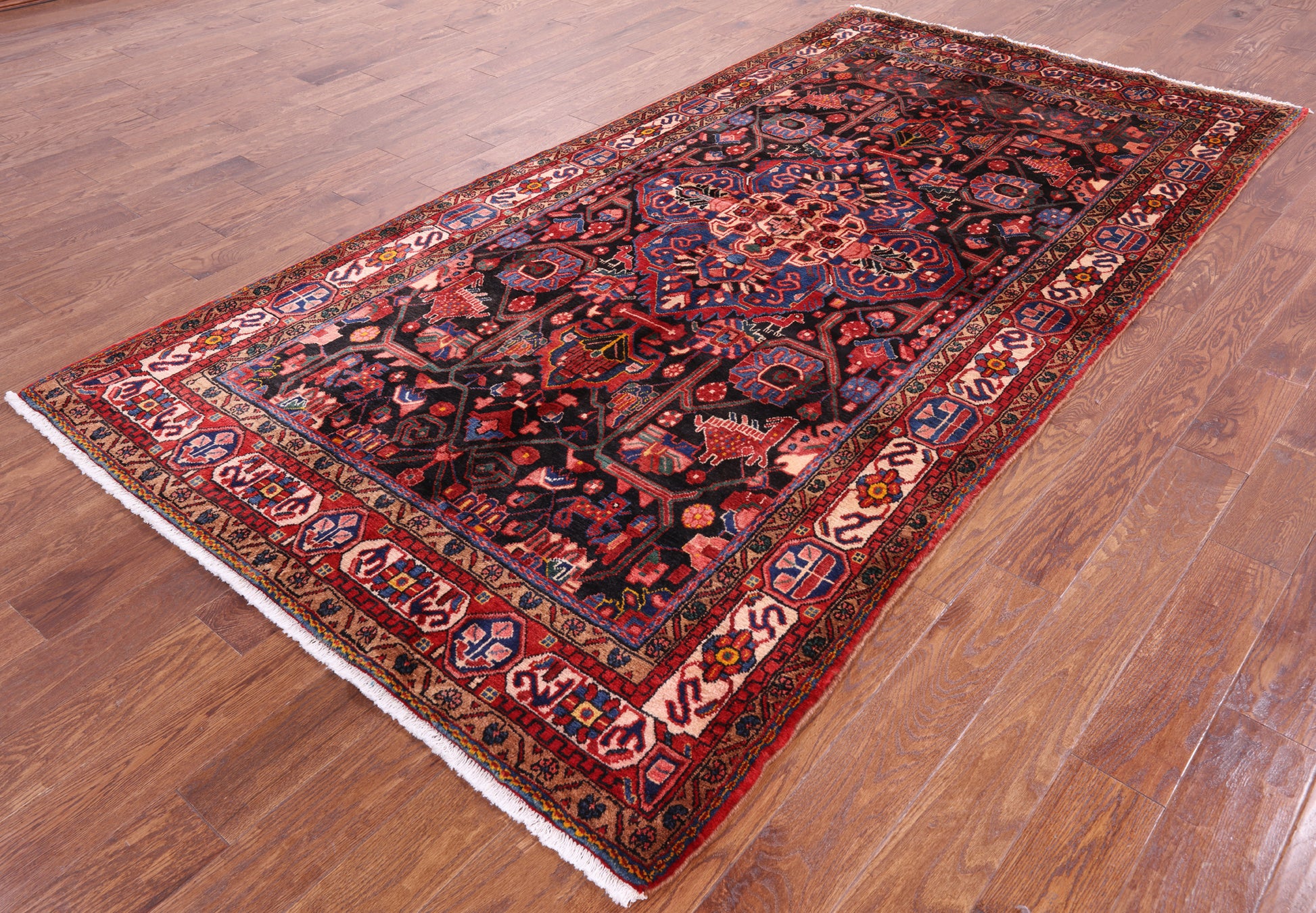 Black New Authentic Persian Nahavand Rug - 5' 2" X 9' 11" - Golden Nile