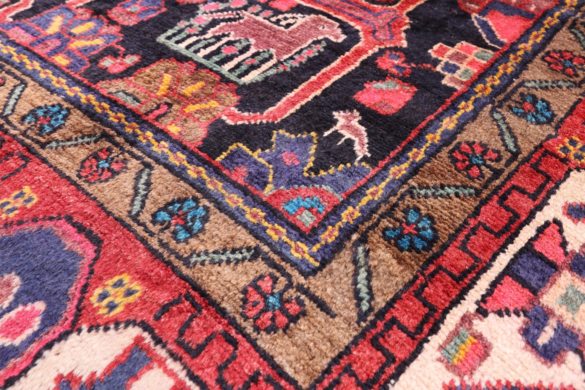Black New Authentic Persian Nahavand Hand Knotted Rug - 5' 3" X 9' 7" - Golden Nile