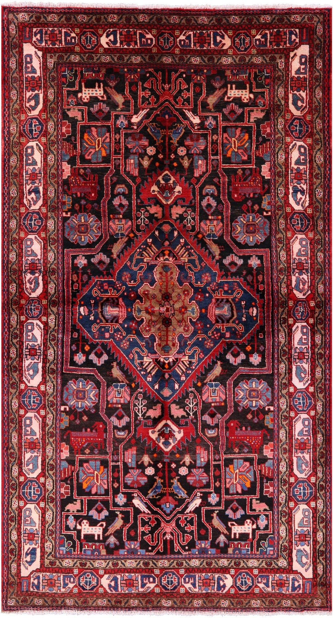Black New Authentic Persian Nahavand Handmade Wool Rug - 5' 7" X 10' 4" - Golden Nile