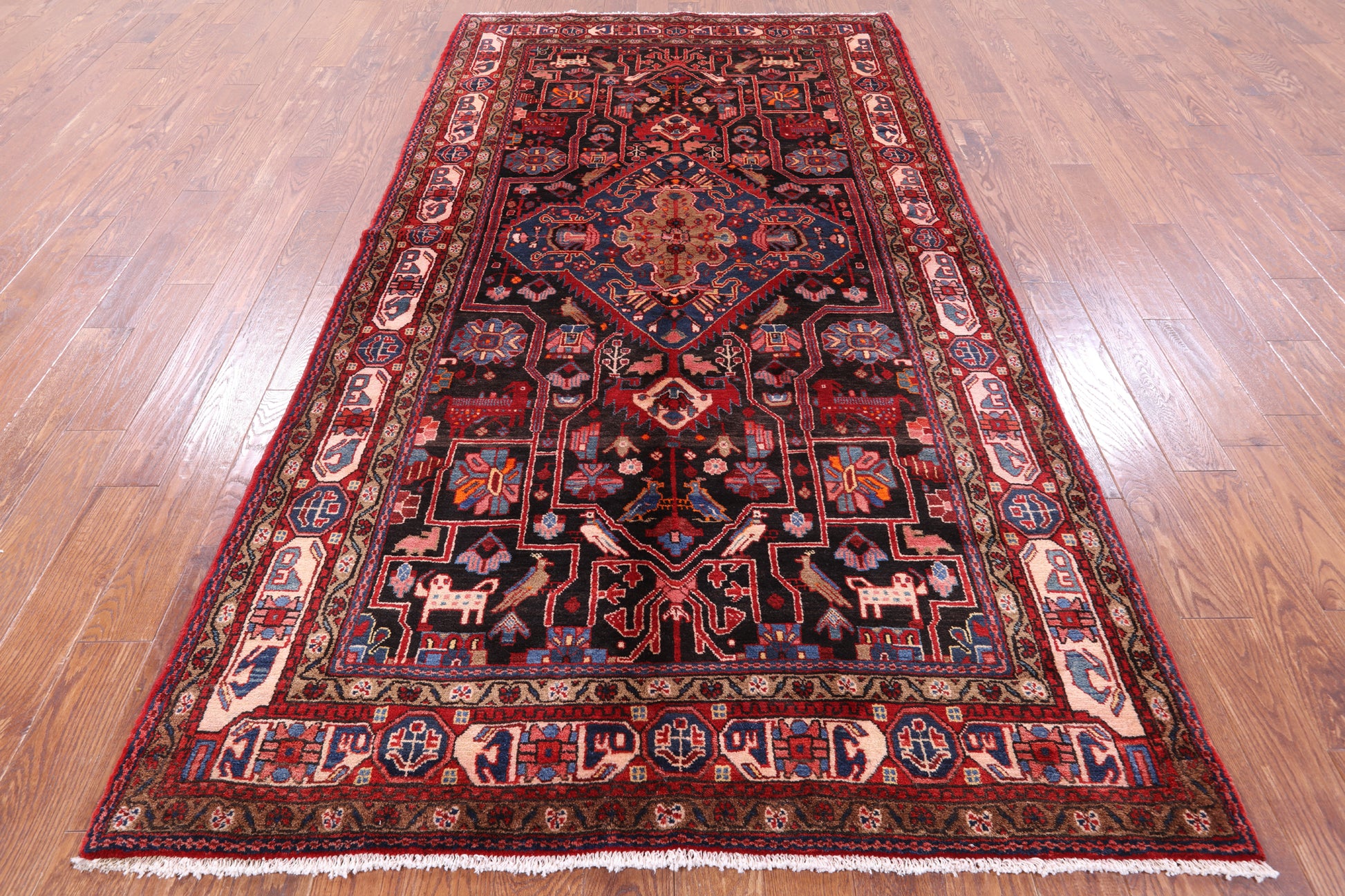 Black New Authentic Persian Nahavand Handmade Wool Rug - 5' 7" X 10' 4" - Golden Nile
