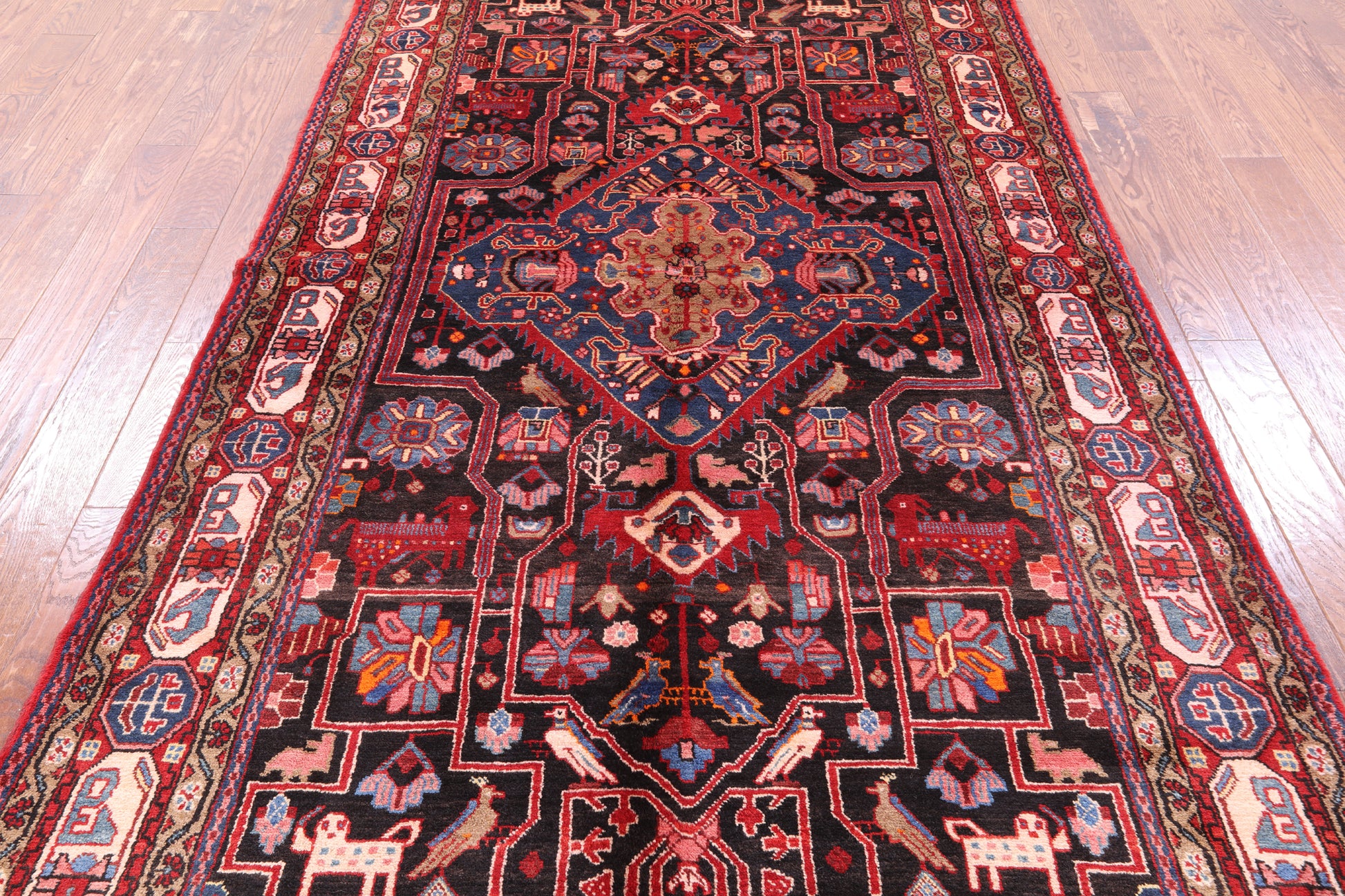 Black New Authentic Persian Nahavand Handmade Wool Rug - 5' 7" X 10' 4" - Golden Nile