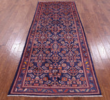 Blue New Authentic Persian Hamadan Hand Knotted Runner Rug - 3' 10" X 9' 6" - Golden Nile