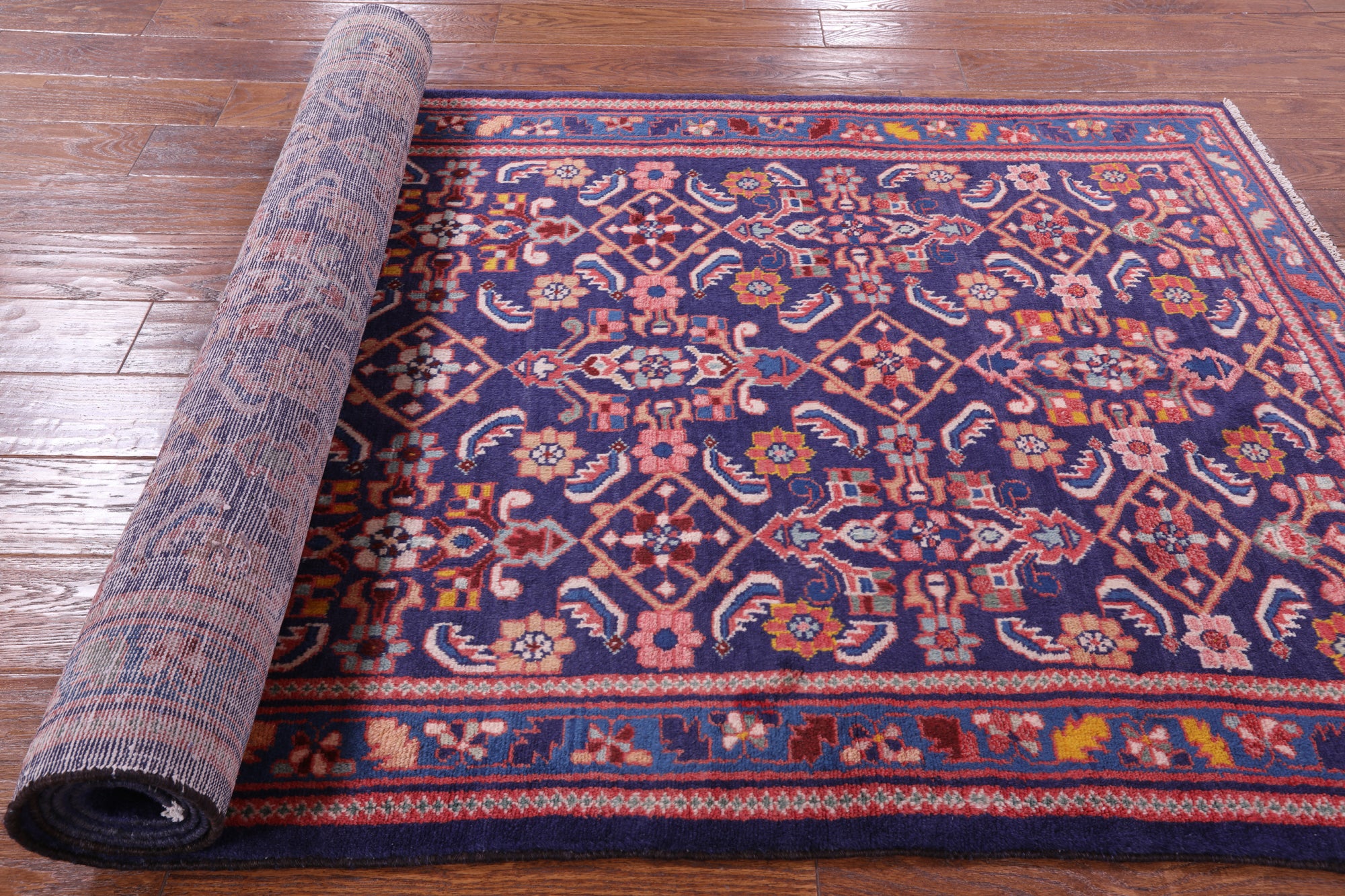 Blue New Authentic Persian Hamadan Hand Knotted Runner Rug - 3' 10" X 9' 6" - Golden Nile