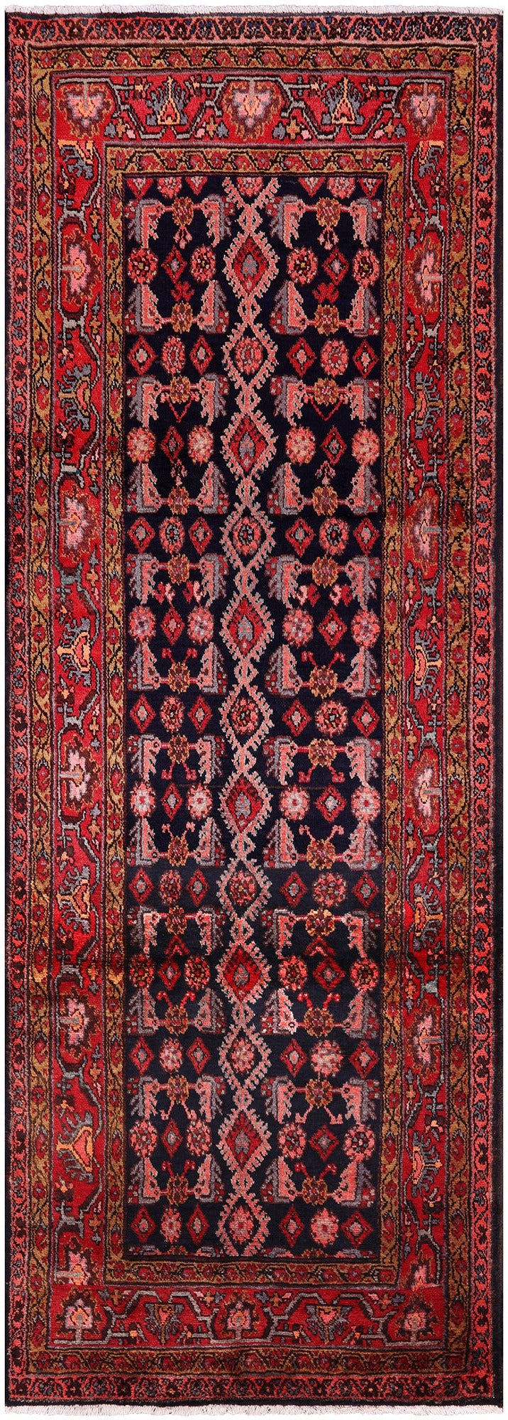 New Persian Hamadan Runner Rug - 3' 9" X 10' 8" - Golden Nile