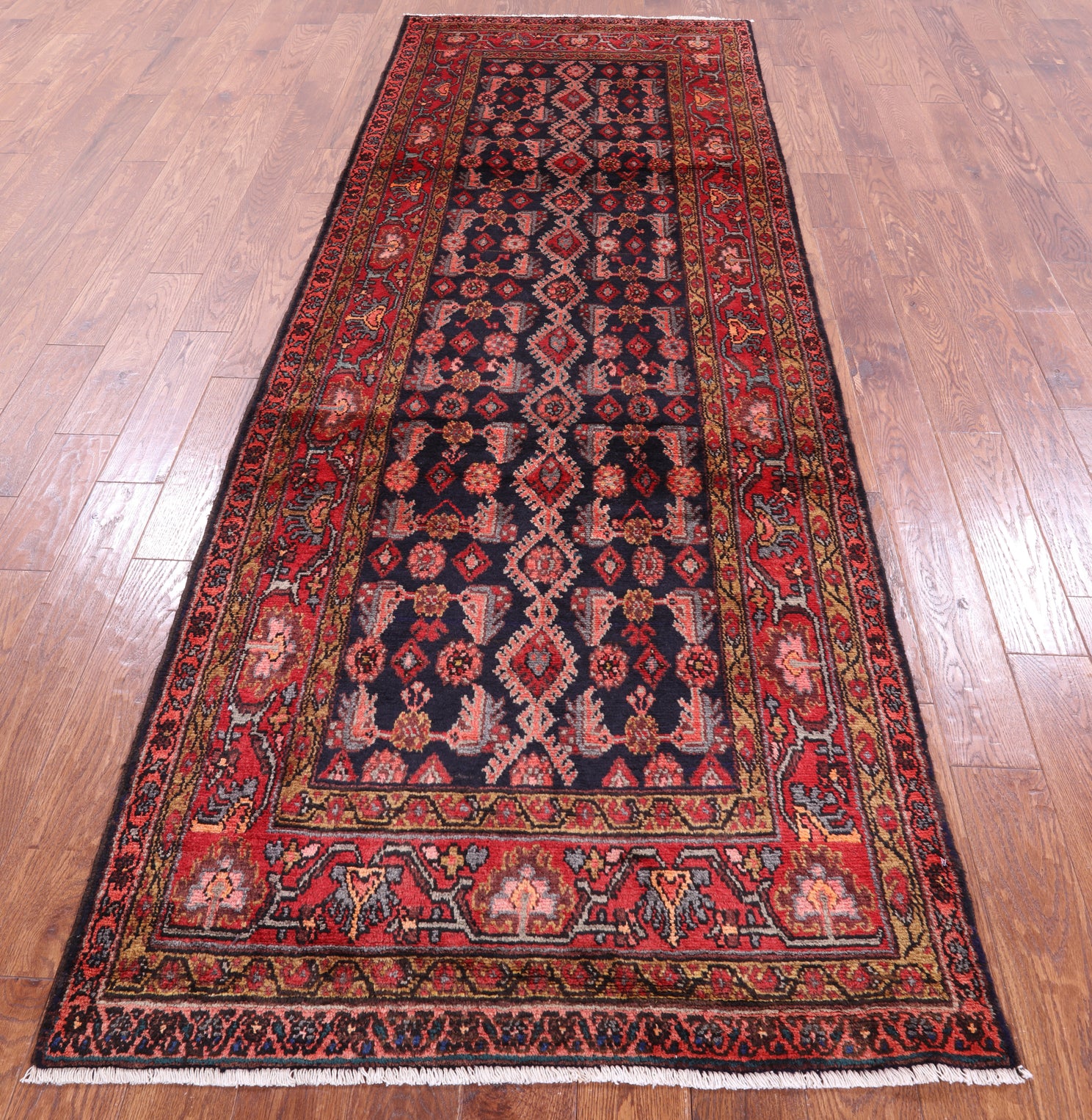New Persian Hamadan Runner Rug - 3' 9" X 10' 8" - Golden Nile