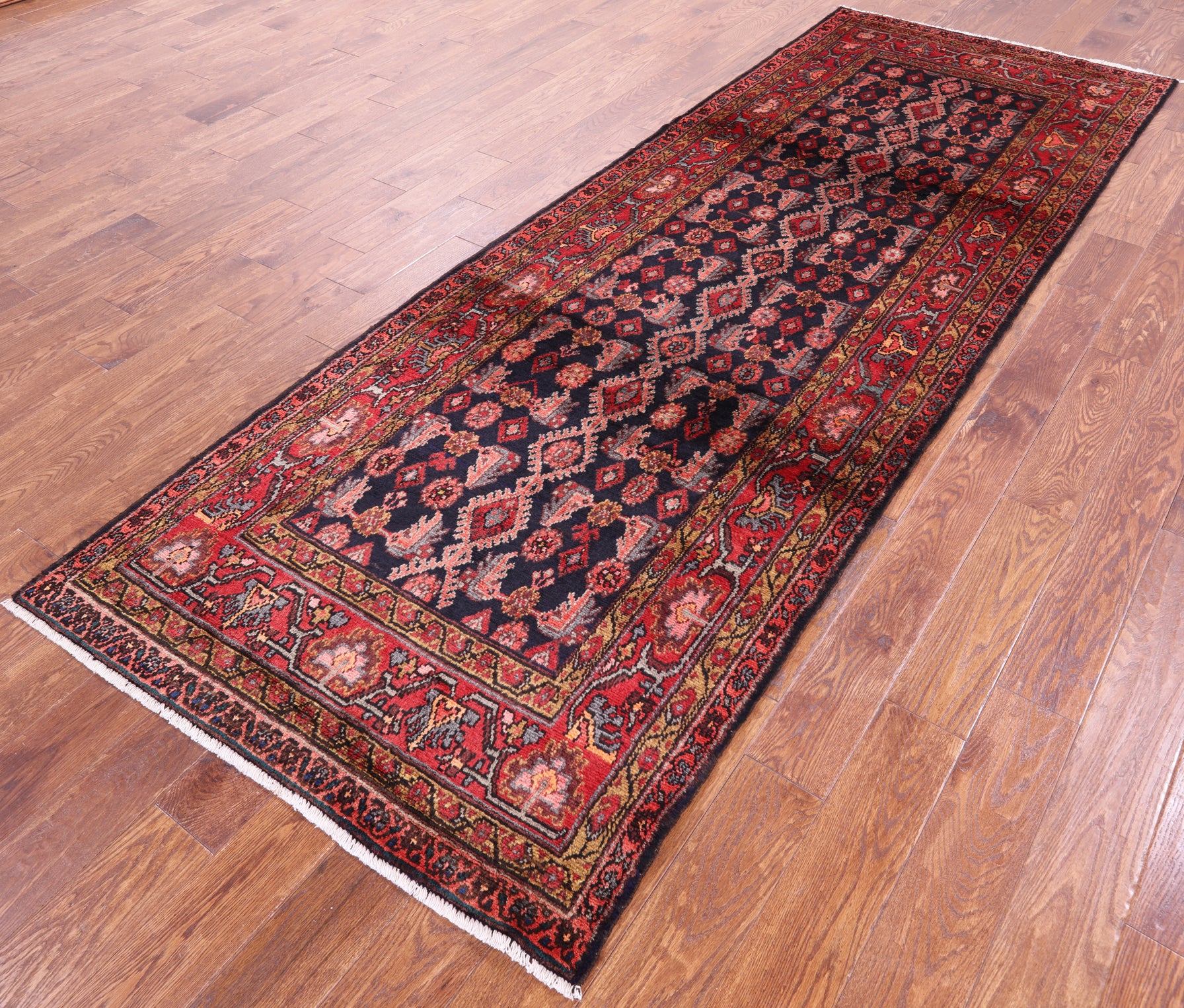 New Persian Hamadan Runner Rug - 3' 9" X 10' 8" - Golden Nile