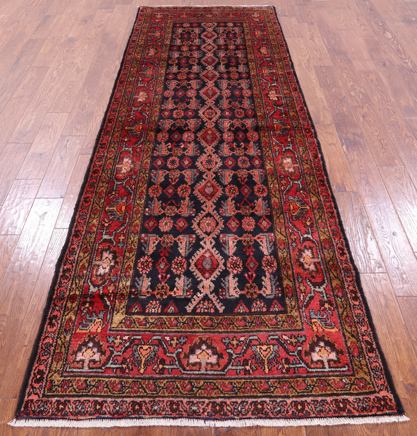 New Authentic Persian Hamadan Runner Rug - 3' 7" X 10' 7" - Golden Nile