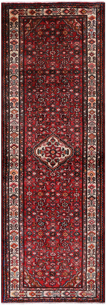 Red New Authentic Persian Hamadan Runner Rug - 3' 8" X 11' 1" - Golden Nile