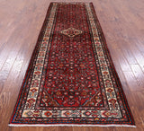 Red New Authentic Persian Hamadan Runner Rug - 3' 8" X 11' 1" - Golden Nile