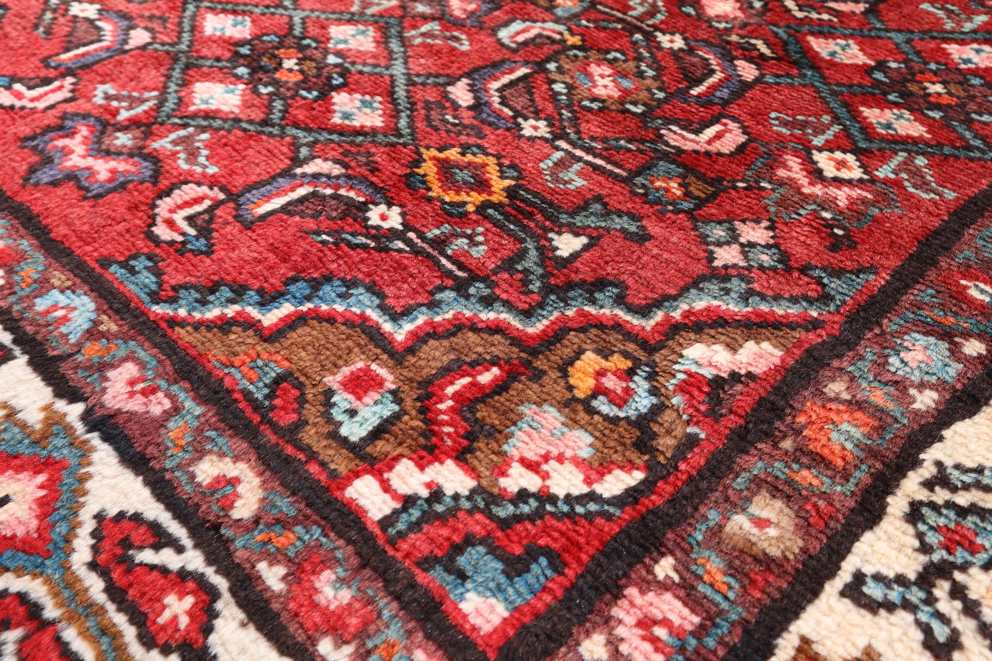 Red New Authentic Persian Hamadan Runner Rug - 3' 8" X 11' 1" - Golden Nile
