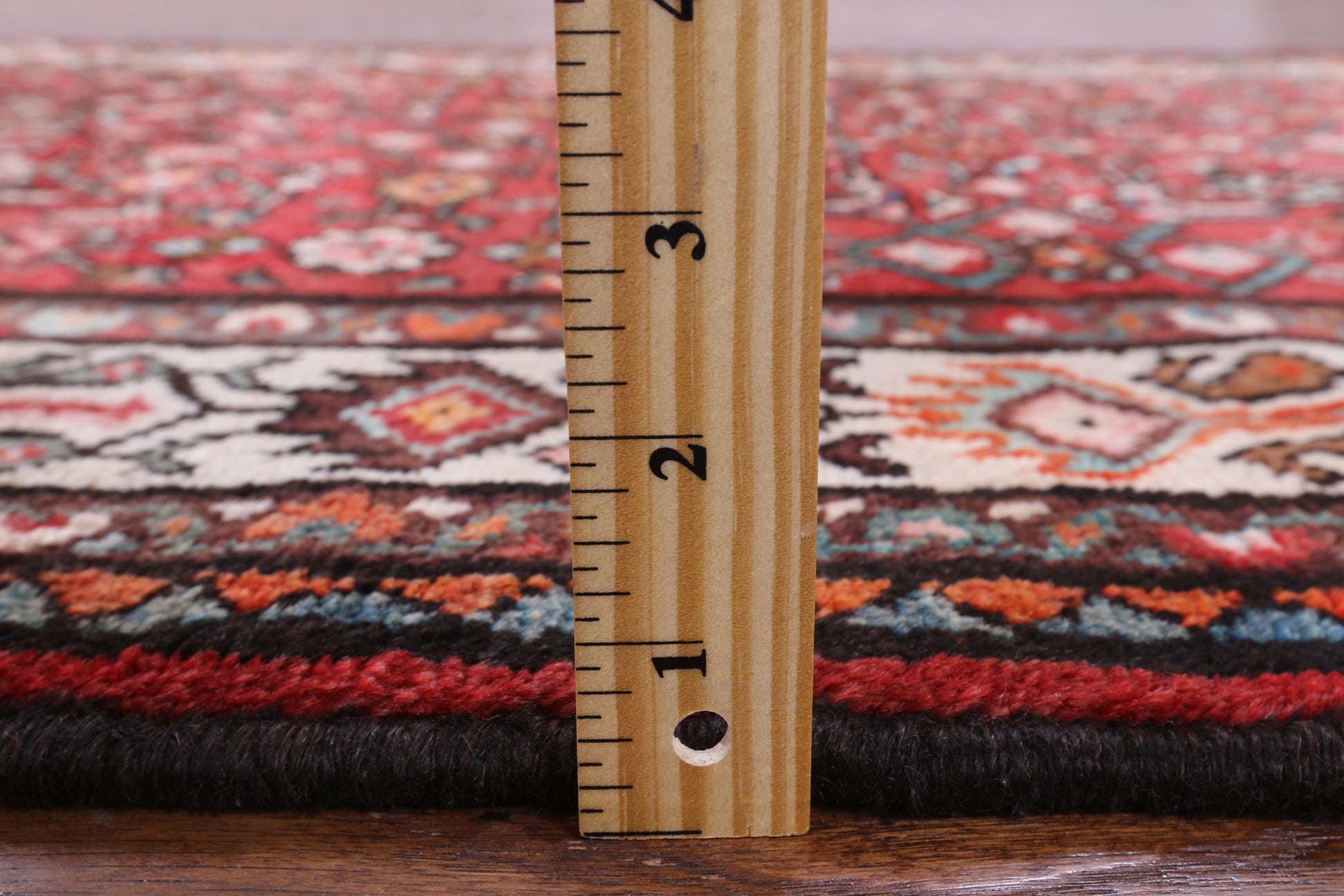 Red New Authentic Persian Hamadan Runner Rug - 3' 8" X 11' 1" - Golden Nile