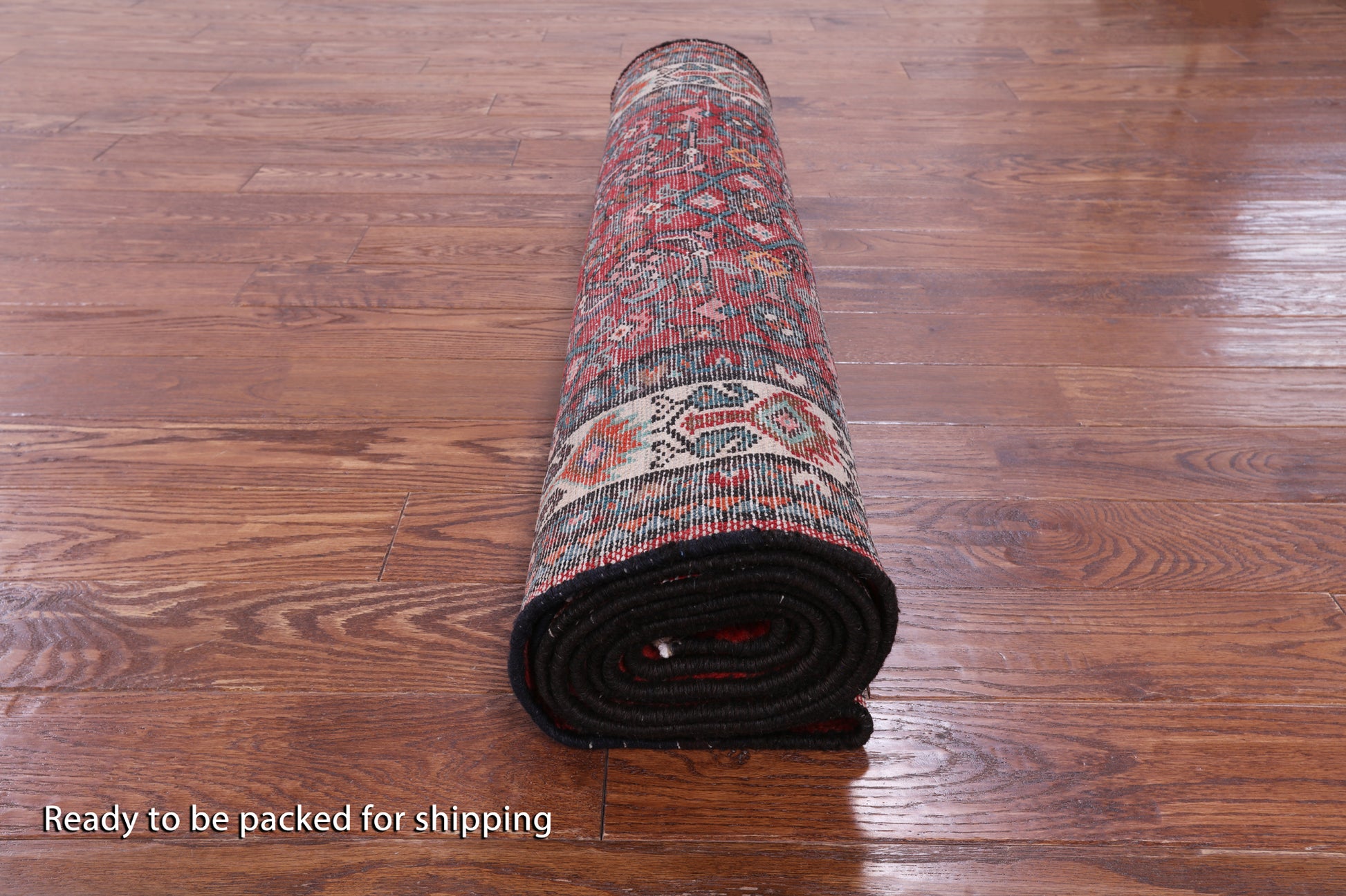 Red New Authentic Persian Hamadan Runner Rug - 3' 8" X 11' 1" - Golden Nile