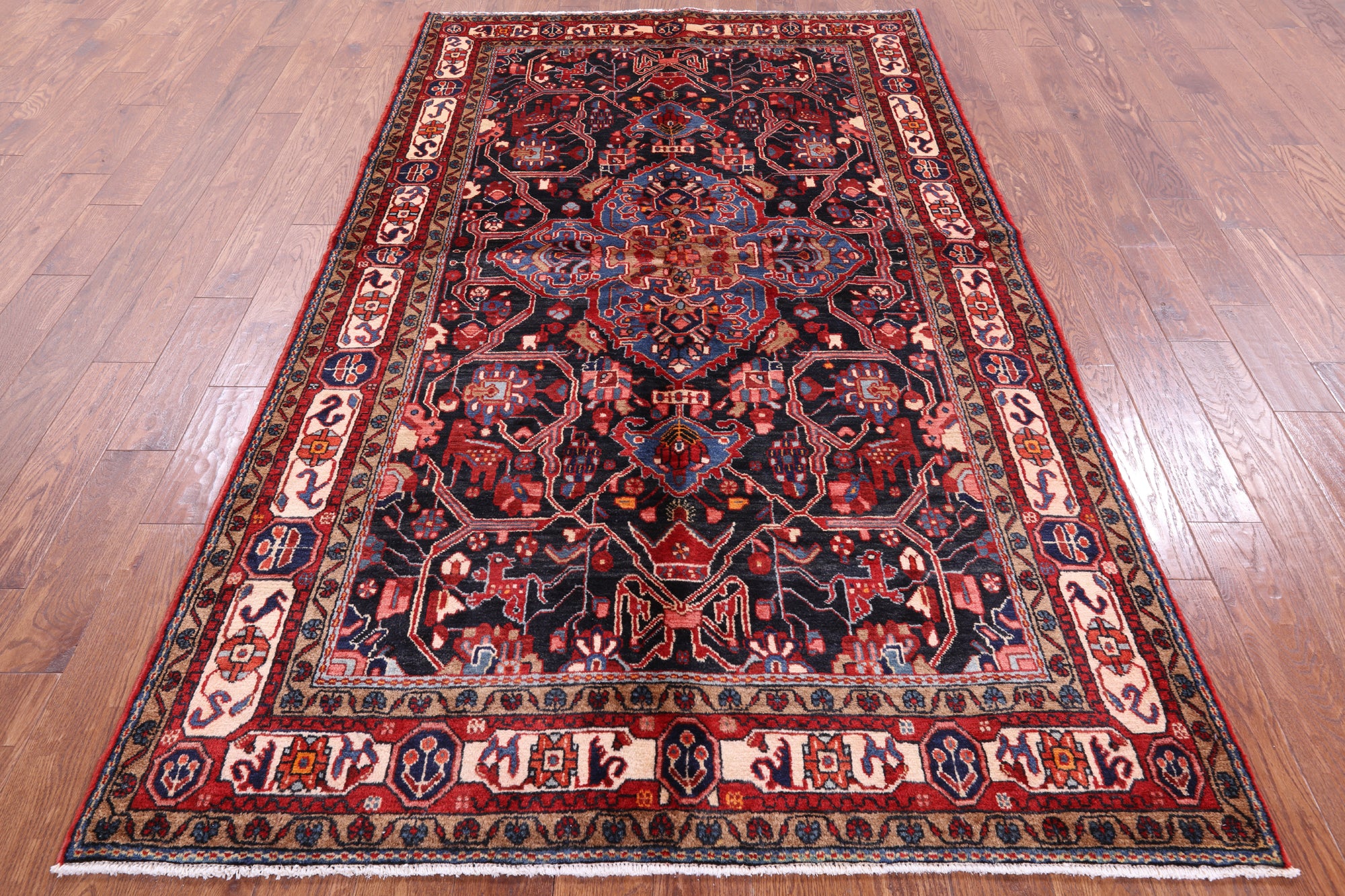 Black New Authentic Persian Nahavand Rug - 5' 2" X 8' 10" - Golden Nile
