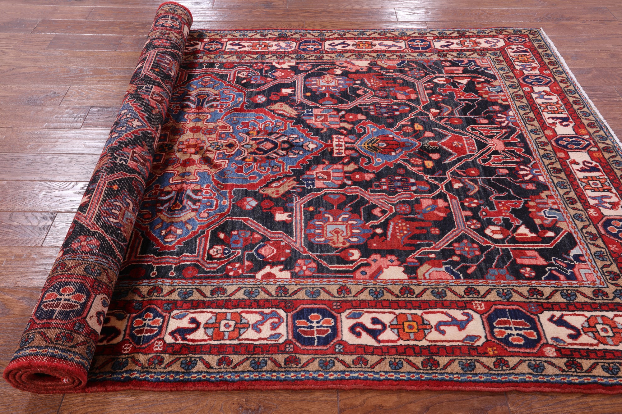 Black New Authentic Persian Nahavand Rug - 5' 2" X 8' 10" - Golden Nile