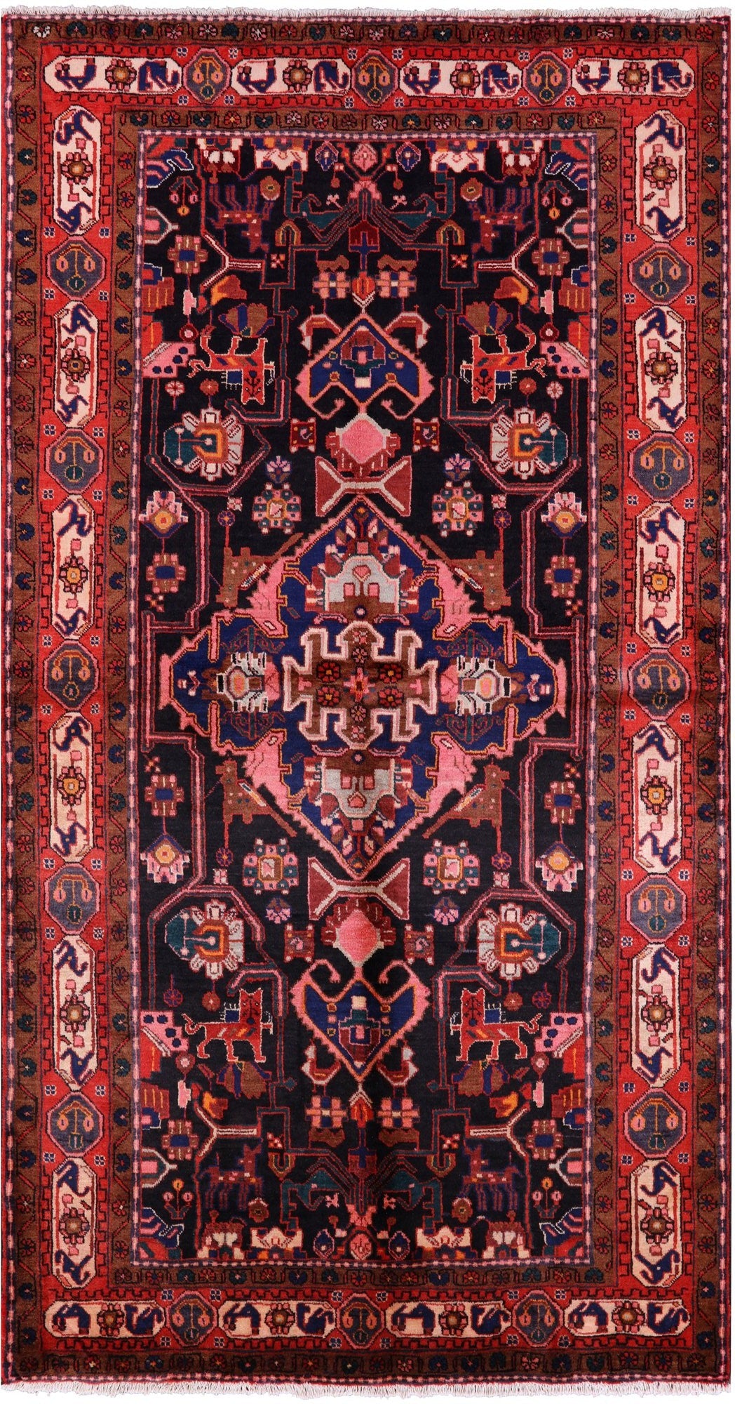Black New Authentic Persian Nahavand Rug - 5' 0" X 9' 5" - Golden Nile