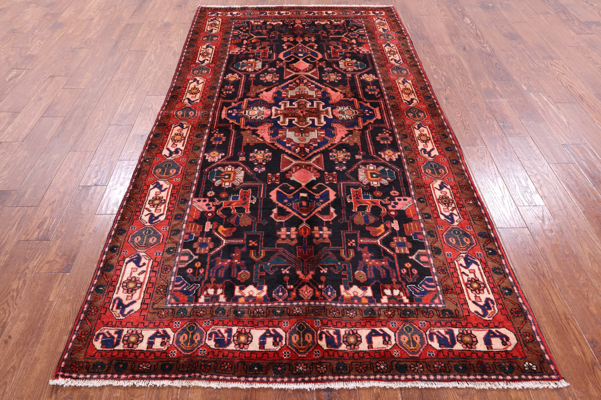 Black New Authentic Persian Nahavand Rug - 5' 0" X 9' 5" - Golden Nile