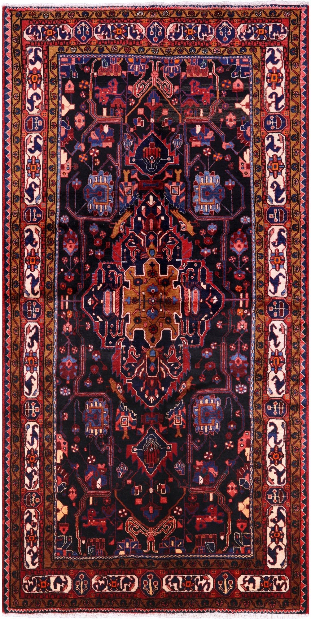 Black New Authentic Persian Nahavand Rug - 4' 11" X 10' 0" - Golden Nile