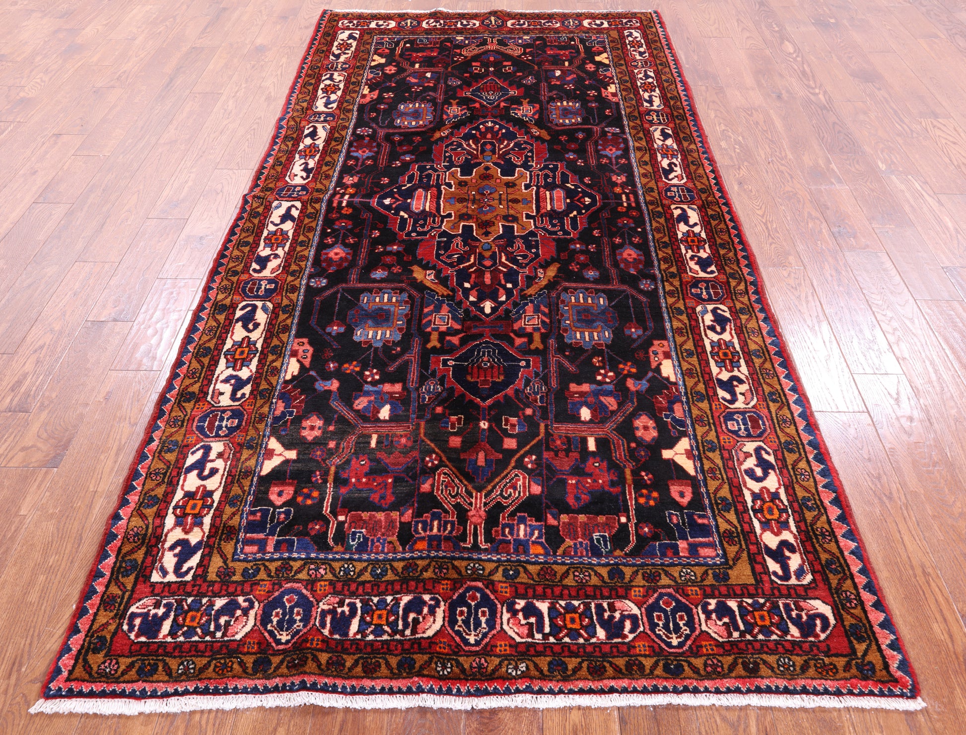 Black New Authentic Persian Nahavand Rug - 4' 11" X 10' 0" - Golden Nile