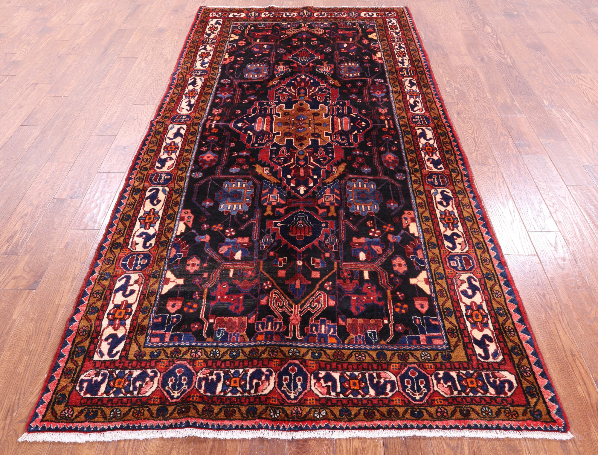 Black New Authentic Persian Nahavand Rug - 4' 11" X 10' 0" - Golden Nile