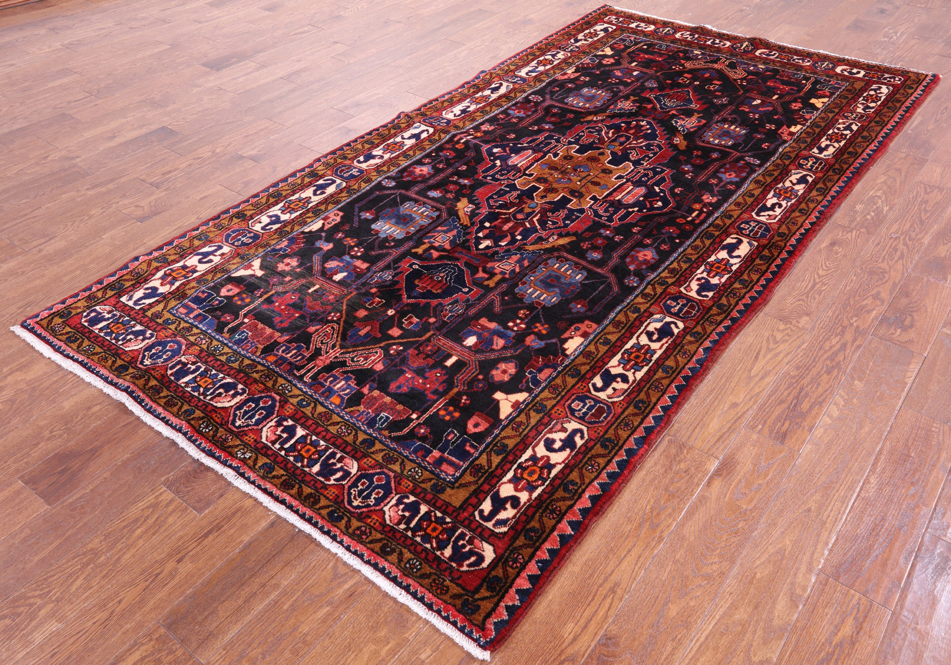 Black New Authentic Persian Nahavand Rug - 4' 11" X 10' 0" - Golden Nile