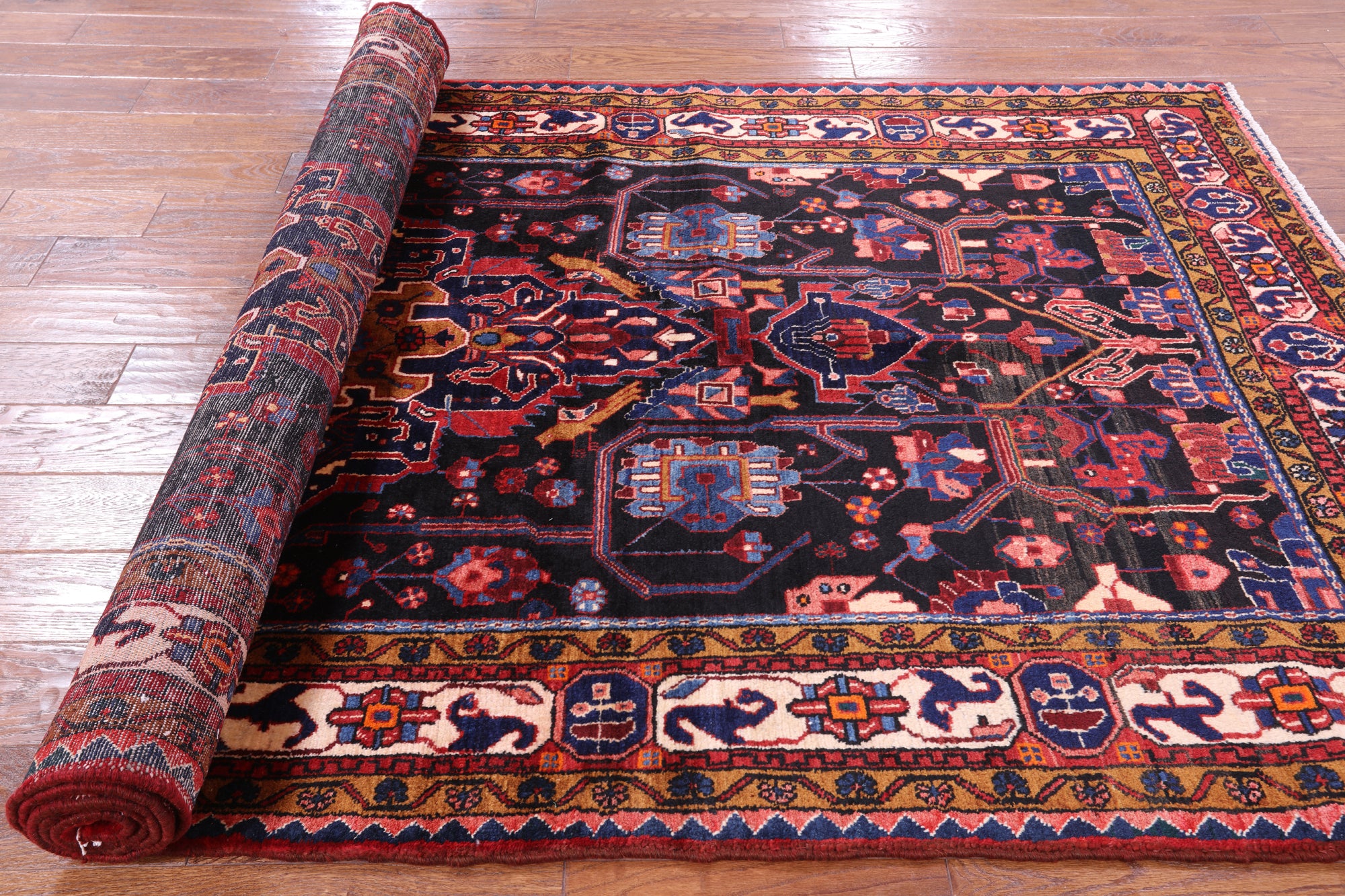 Black New Authentic Persian Nahavand Rug - 4' 11" X 10' 0" - Golden Nile
