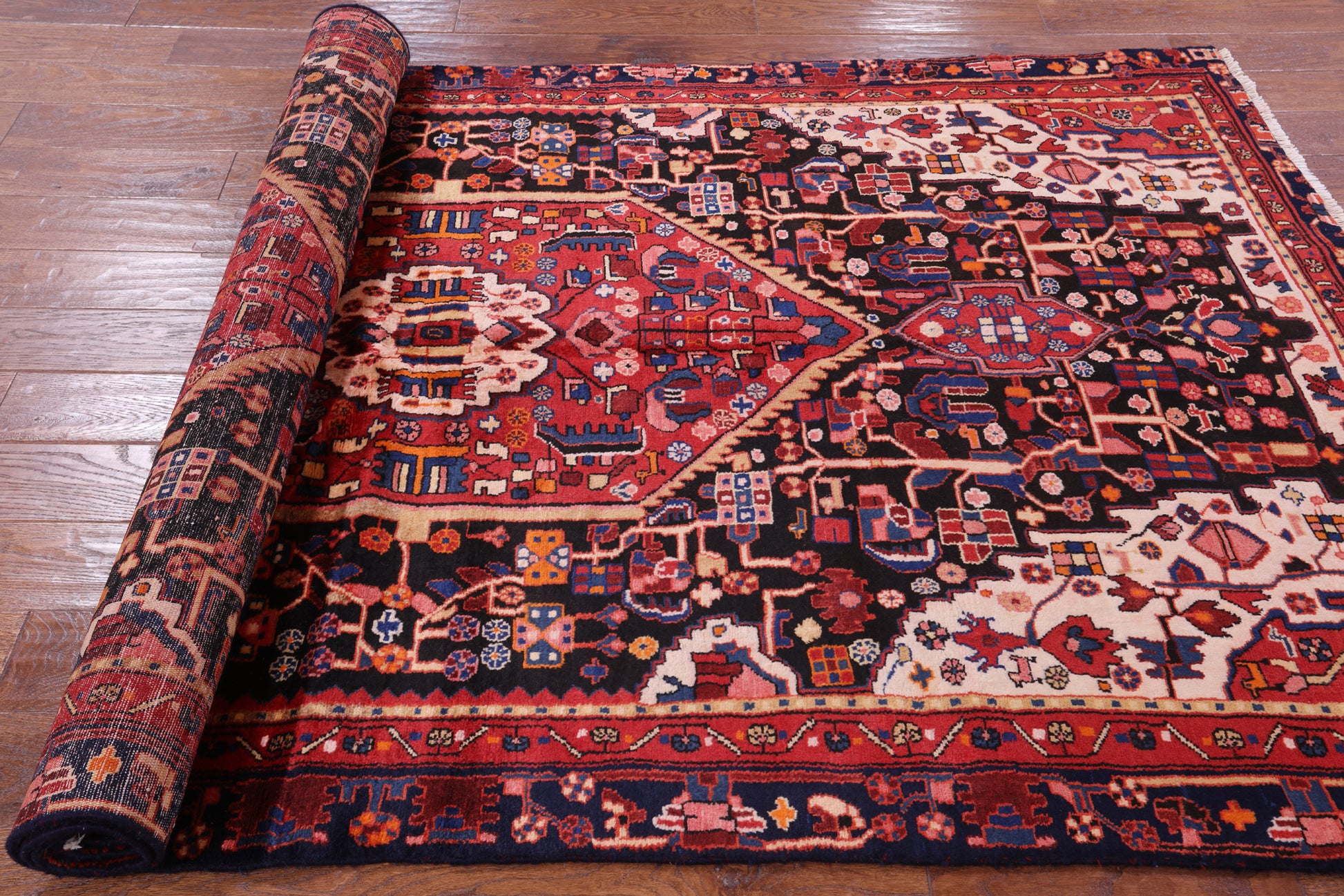 Black New Authentic Persian Nahavand Area Wool Rug - 4' 9" X 9' 2" - Golden Nile