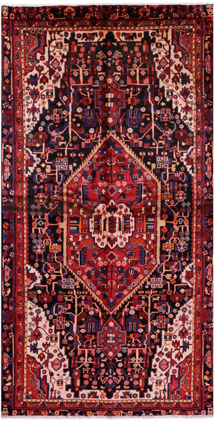 Black New Authentic Persian Nahavand Area Wool Rug - 4' 9" X 9' 2" - Golden Nile