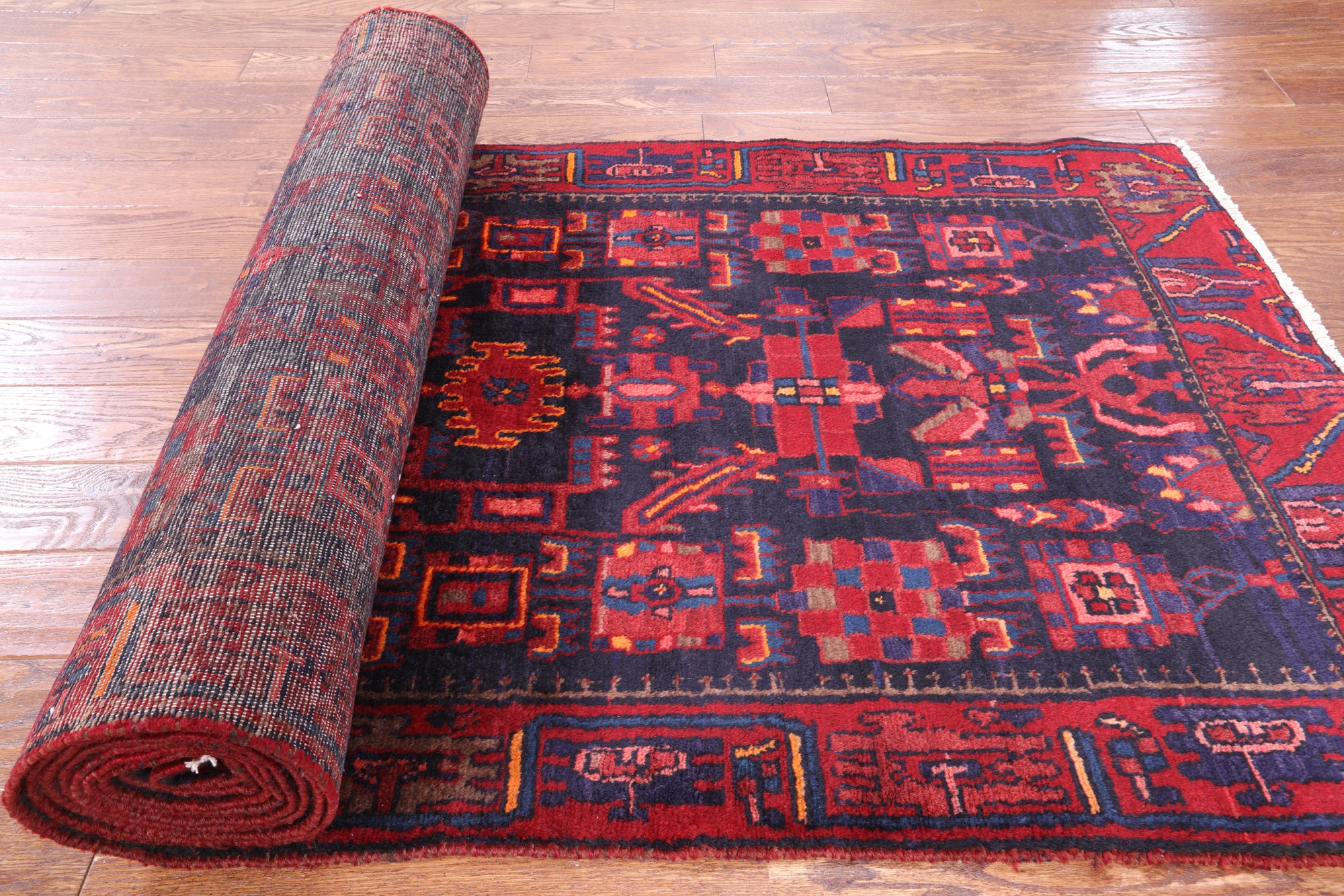 New Authentic Persian Hamadan Hand Knotted Runner Rug - 3' 8" X 16' 3" - Golden Nile