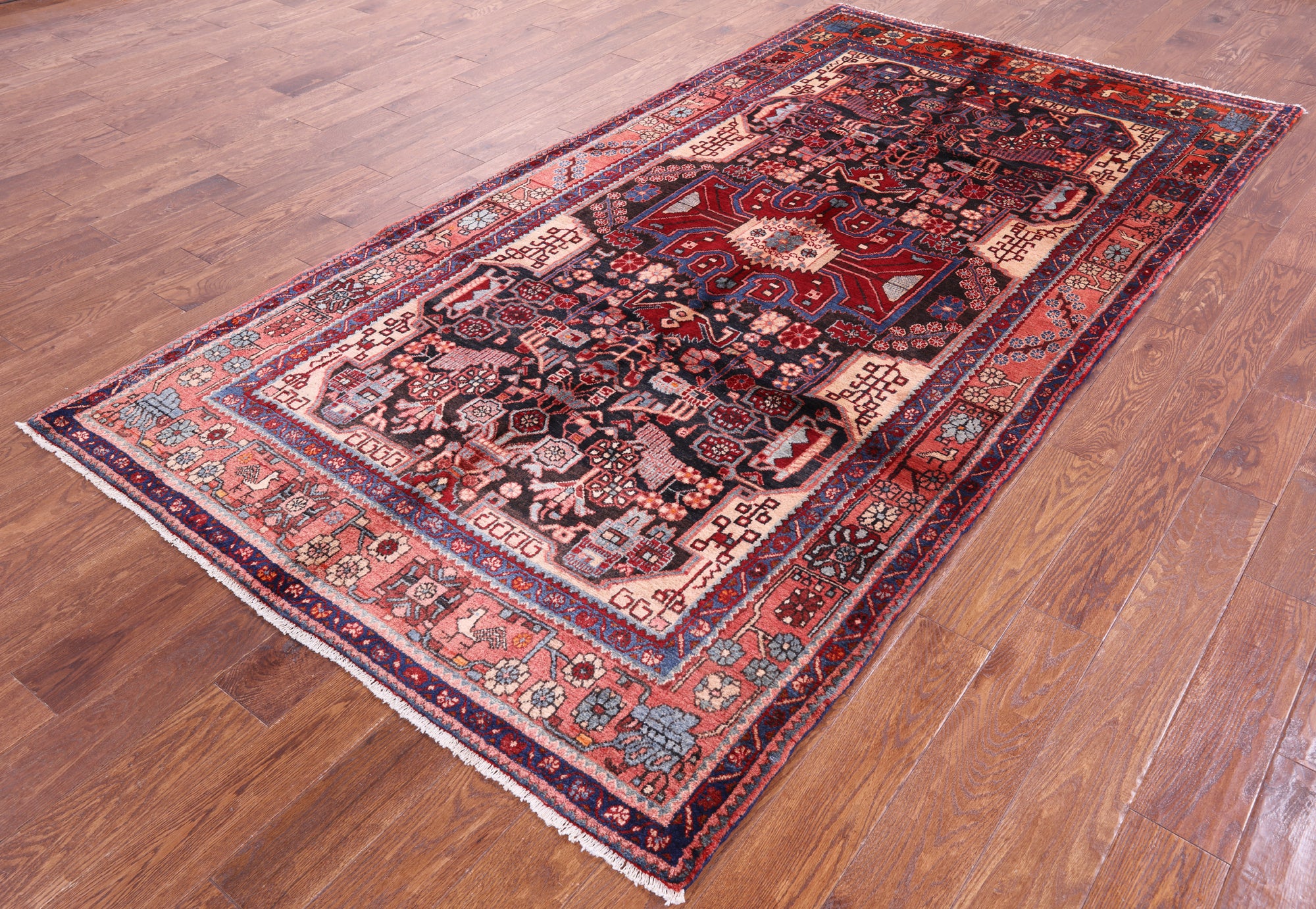 Black New Authentic Persian Nahavand Wool Rug - 5' 2" X 10' 0" - Golden Nile