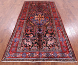 Black New Authentic Persian Nahavand Hand Knotted Rug - 4' 11" X 9' 9" - Golden Nile