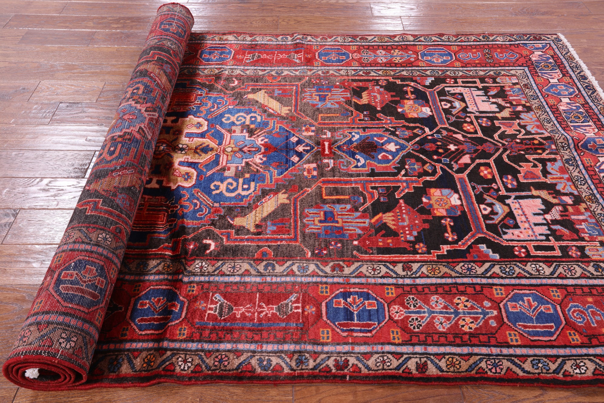 Black New Authentic Persian Nahavand Hand Knotted Rug - 4' 11" X 9' 9" - Golden Nile